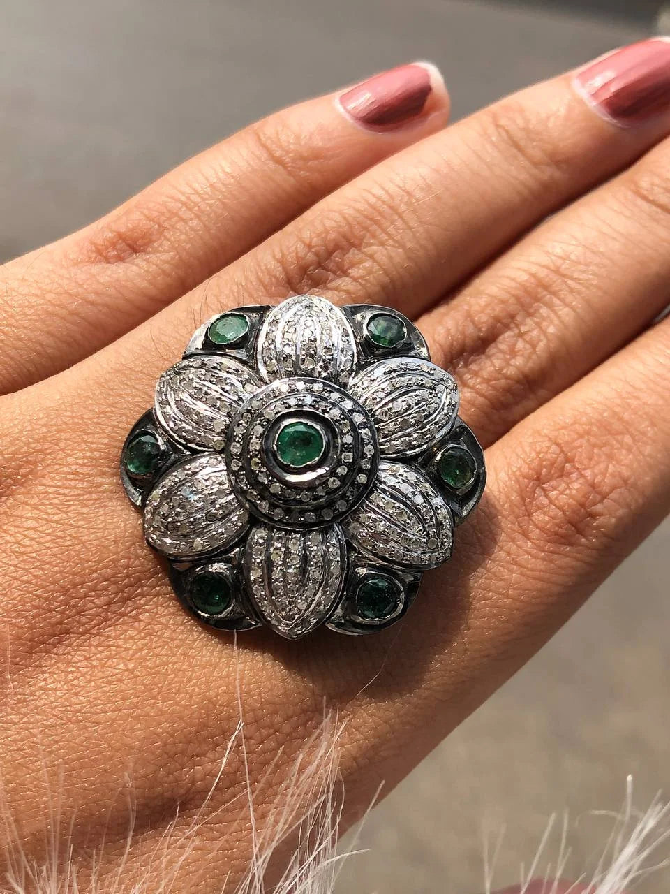 Art Deco Floral Sterling Silver Ring