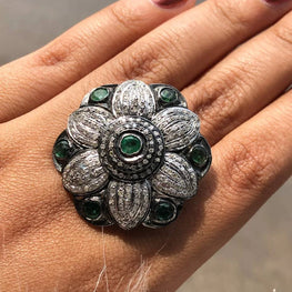 Art Deco Floral Sterling Silver Ring