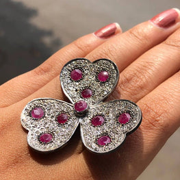 Ruby Gemstone Floral Unique Ring