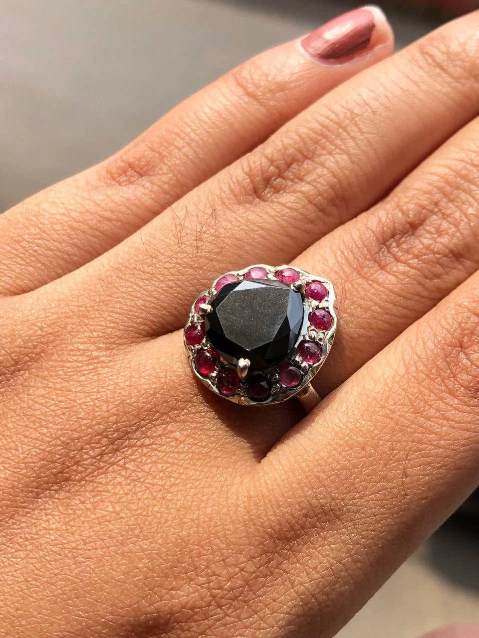 Pear Cut Black Moissanite Delicate Ring