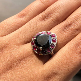 Pear Cut Black Moissanite Delicate Ring