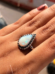 Pear Cut Rainbow Sterling Silver Ring