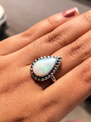 Pear Cut Rainbow Sterling Silver Ring