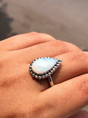 Pear Cut Rainbow Sterling Silver Ring