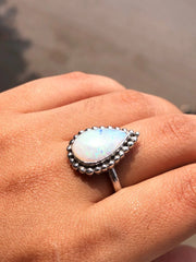 Pear Cut Rainbow Sterling Silver Ring