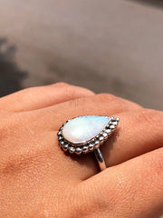 Pear Cut Rainbow Sterling Silver Ring