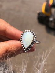 Pear Cut Rainbow Sterling Silver Ring