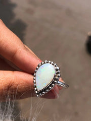Pear Cut Rainbow Sterling Silver Ring