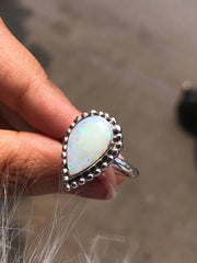 Pear Cut Rainbow Sterling Silver Ring