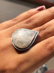 Pear Cut Opal Gemstone Silver Ring
