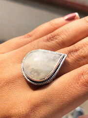 Pear Cut Opal Gemstone Silver Ring