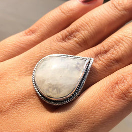 Pear Cut Opal Gemstone Silver Ring