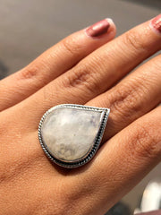 Pear Cut Opal Gemstone Silver Ring