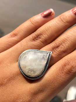 Pear Cut Opal Gemstone Silver Ring