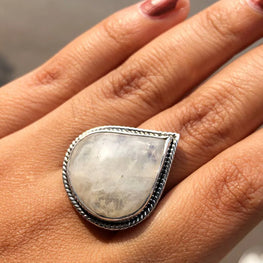 Pear Cut Opal Gemstone Silver Ring