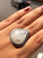 Pear Cut Opal Gemstone Silver Ring