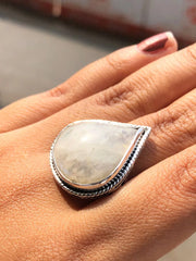 Pear Cut Opal Gemstone Silver Ring