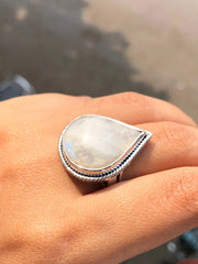 Pear Cut Opal Gemstone Silver Ring