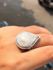 Pear Cut Opal Gemstone Silver Ring