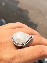Pear Cut Opal Gemstone Silver Ring