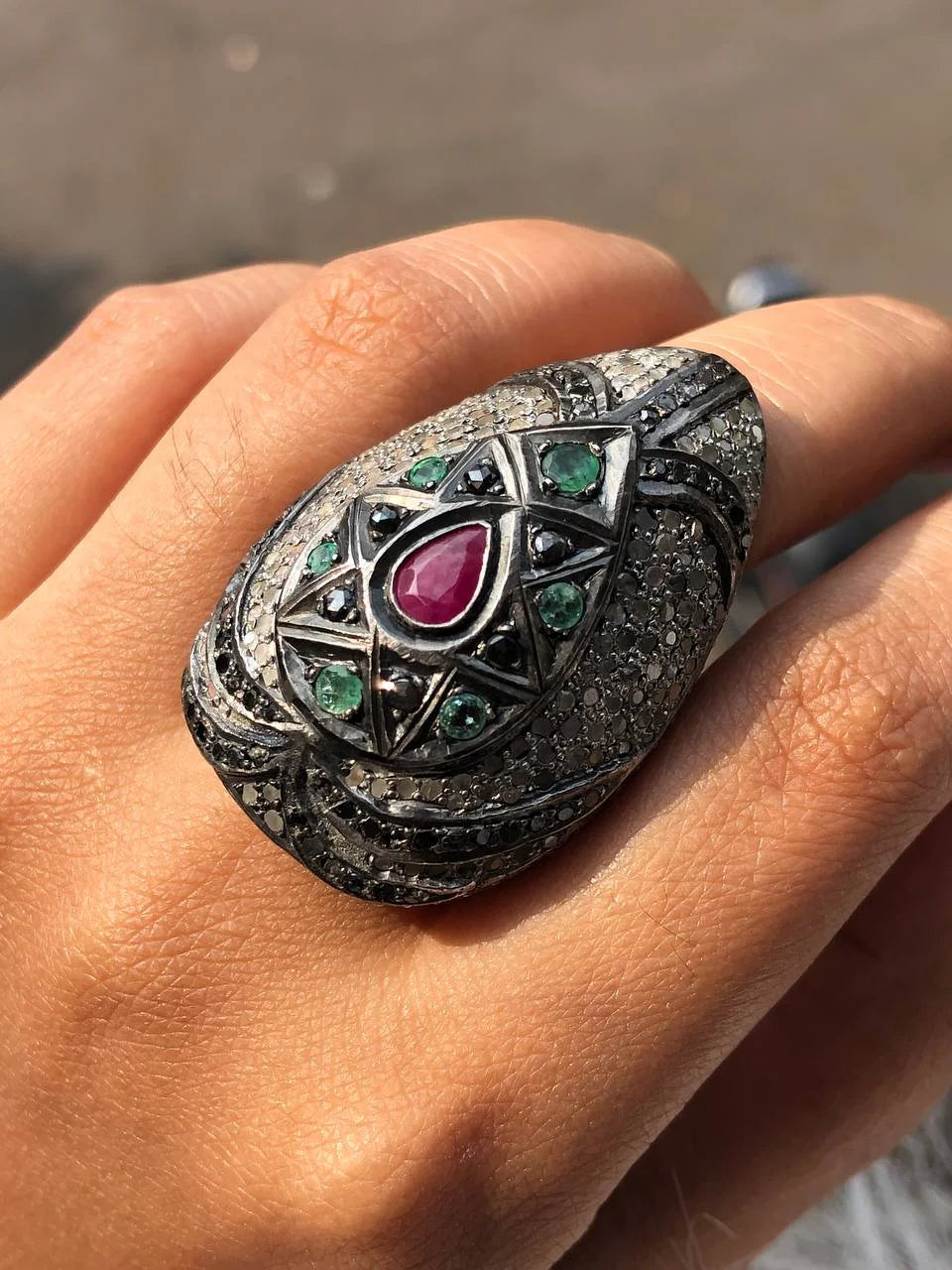 Vintage-Inspired 925 Sterling Silver Antique Ring with Gemstone - Elegant Jewelry for Special Occasions