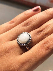 Round Cut Opal Sterling Silver Ring
