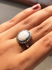 Round Cut Opal Sterling Silver Ring