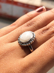Round Cut Opal Sterling Silver Ring