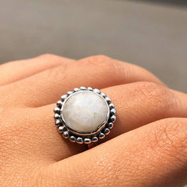 Unique Round Opal Engagement Ring in 925 Sterling Silver - Delicate Proposal Jewelry for Her