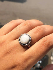 Round Cut Opal Sterling Silver Ring