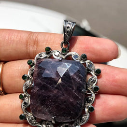 Sqaure Shape Gemstone Unique Pendant