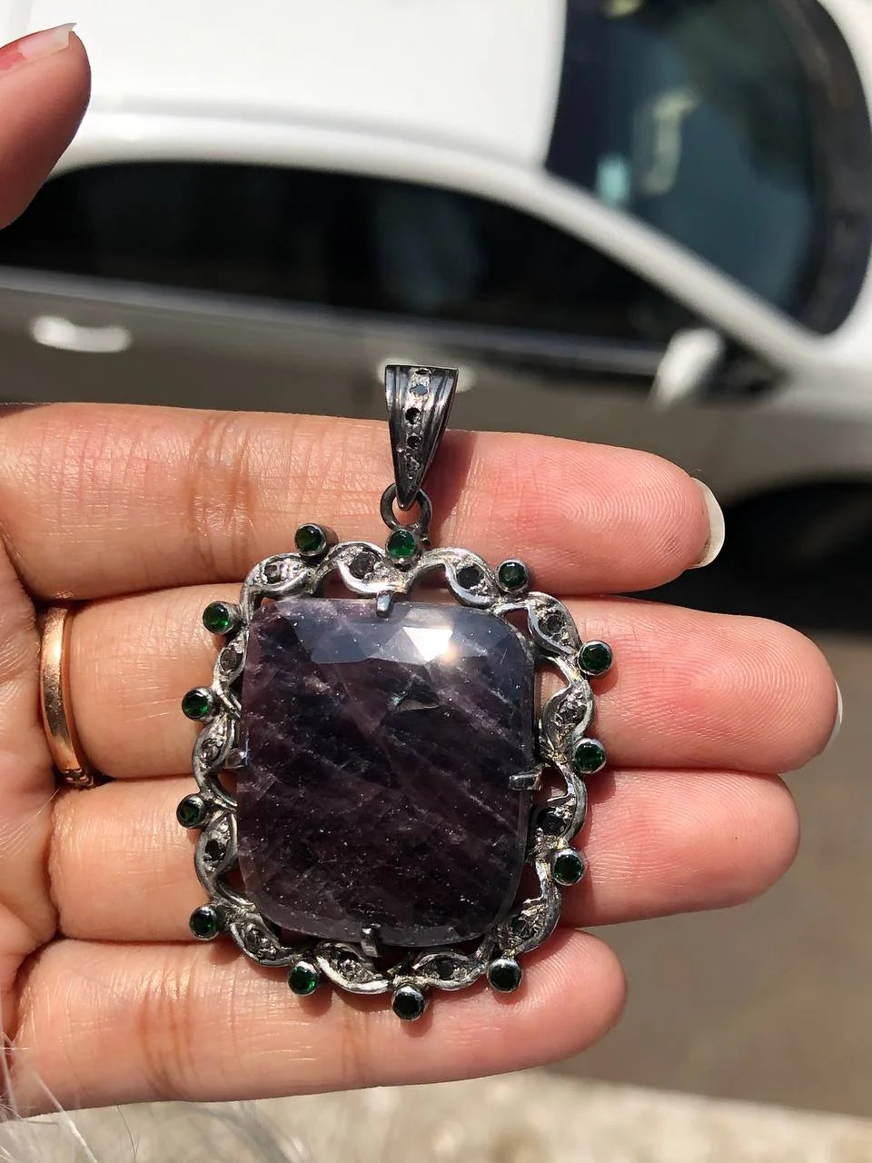 Sqaure Shape Gemstone Unique Pendant