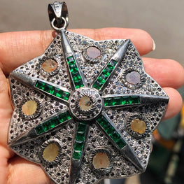 Natural Diamond Art Deco Pendant