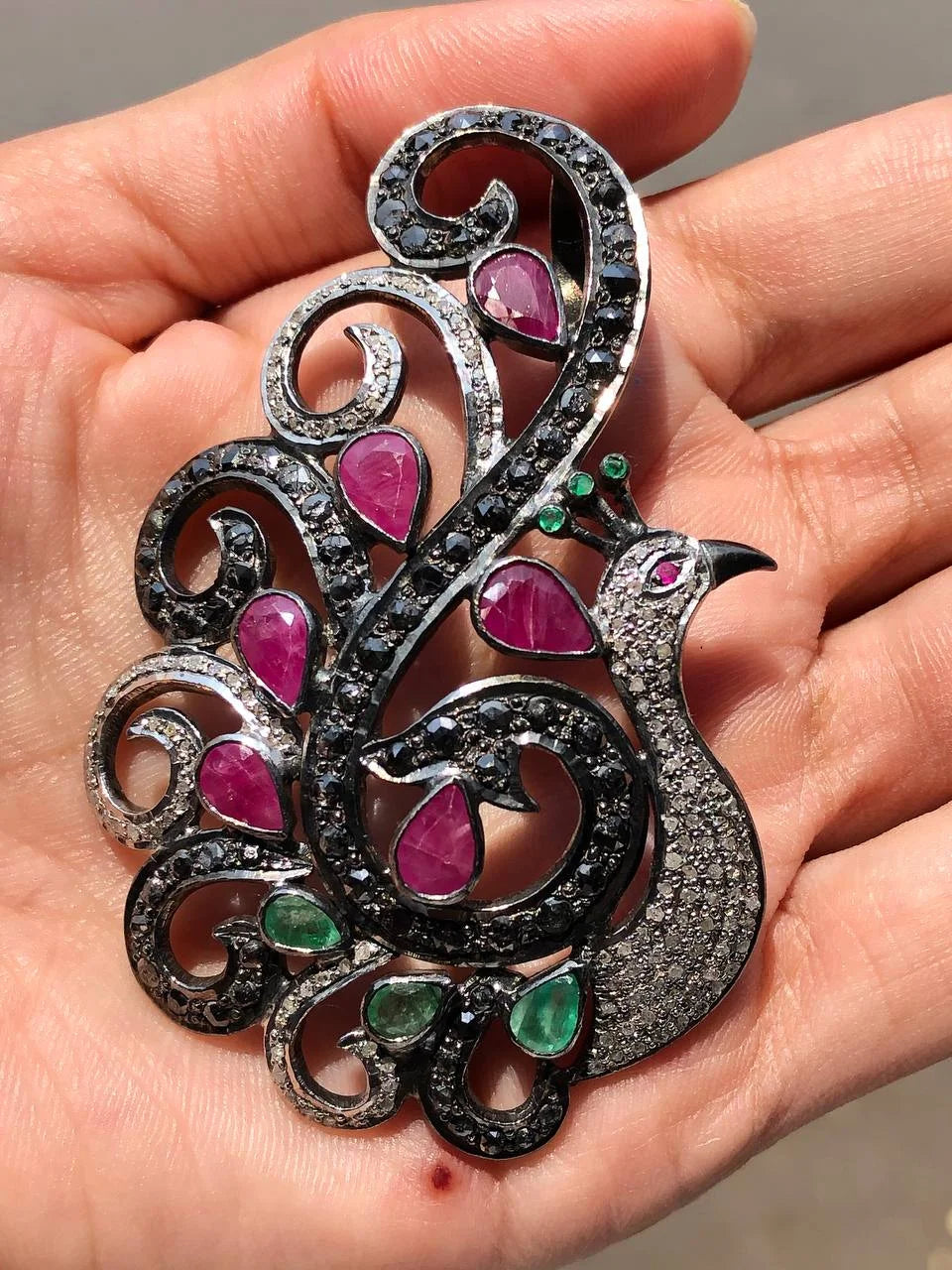 Peacock Stunning Pendant 925 Sterling Silver Vintage Style Pendant