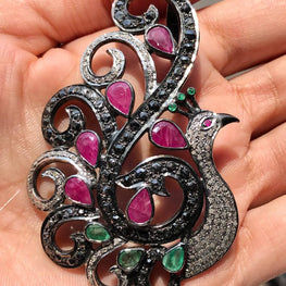 Peacock Stunning Silver Pendant