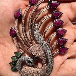 Peacock Shape Sterling Silver Pendant