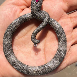 Stunning Snake Pendant Sterling Silver Delicated Vintage Statement Jewelry