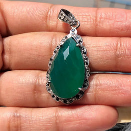 Emerald Pear Deco Pendant