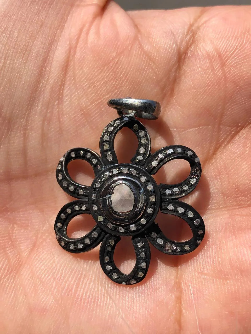 Natural Diamond Floral Tiny Pendant