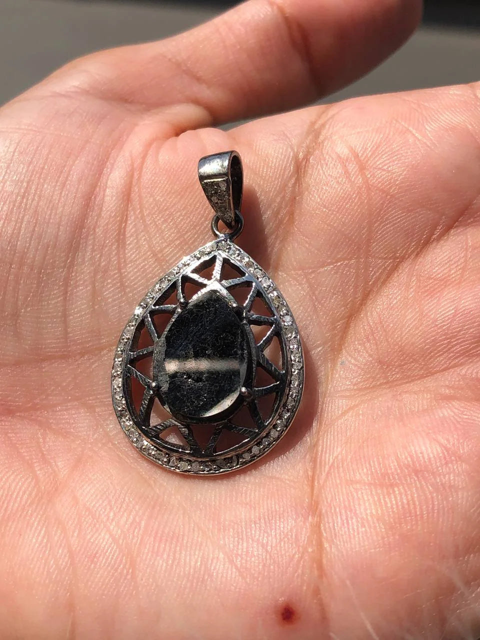 Vintage Sterling Silver Pendant: Personalized Diamond Antique Gift for Her