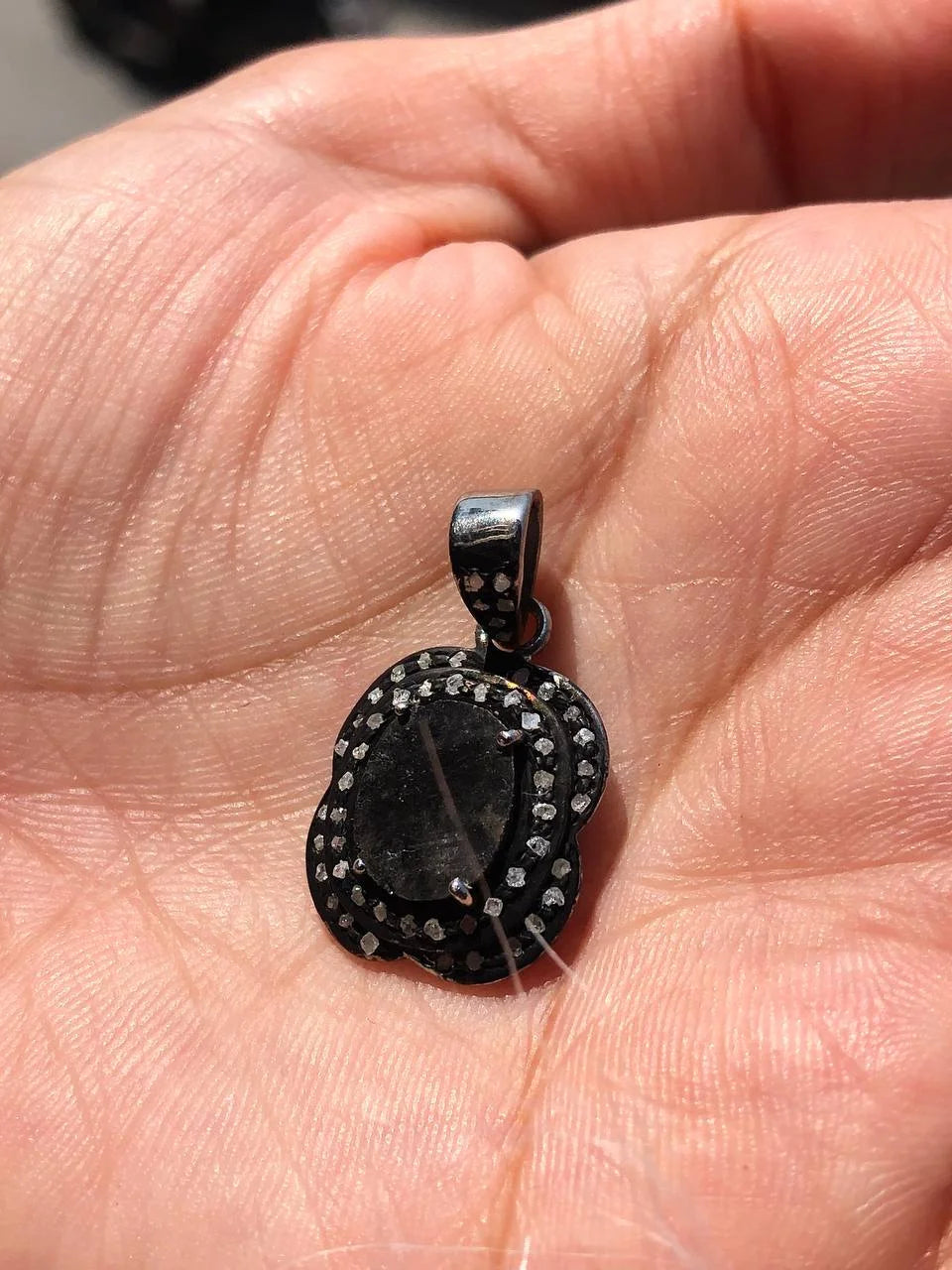 Art Deco Dainty Silver Pendant