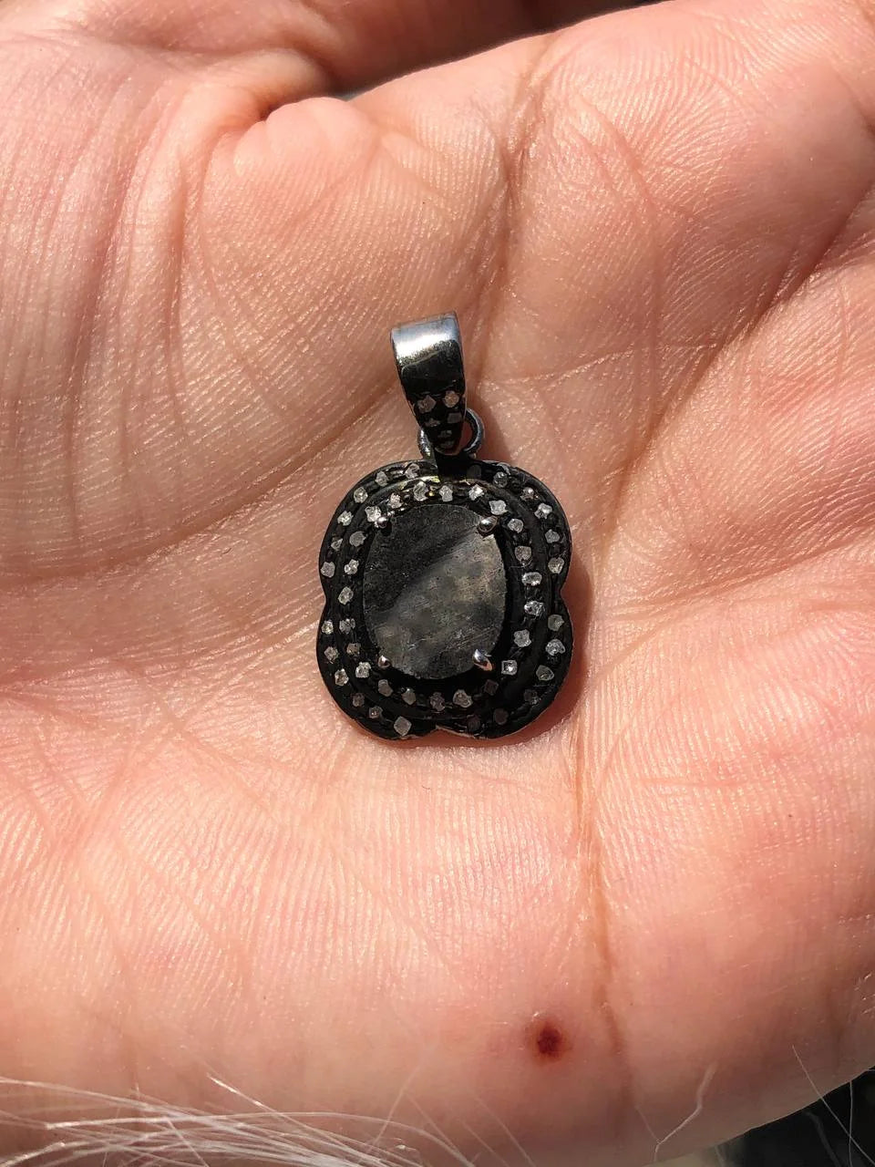 Art Deco Dainty Silver Pendant