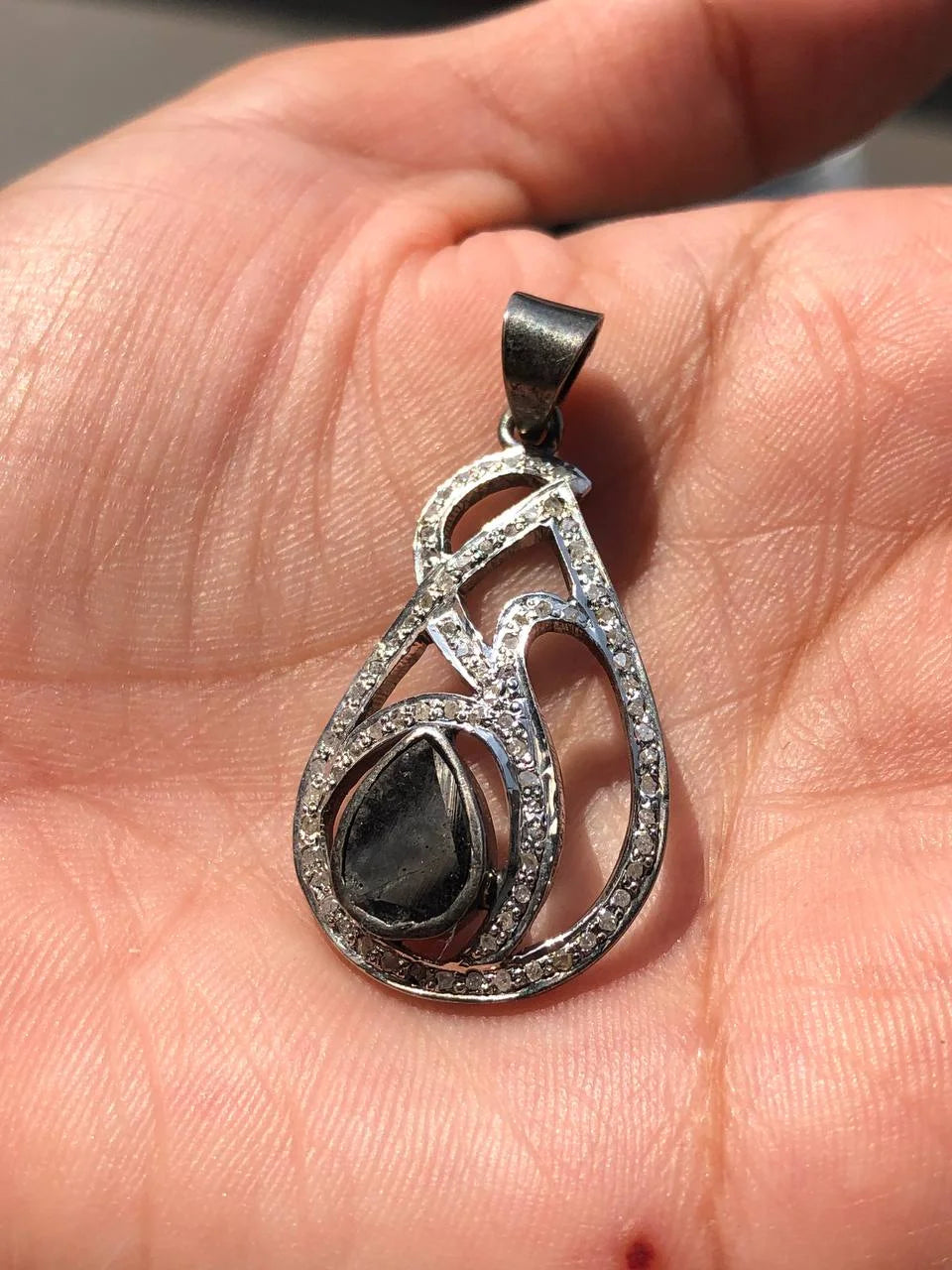 Natural Diamond Silver Pendant
