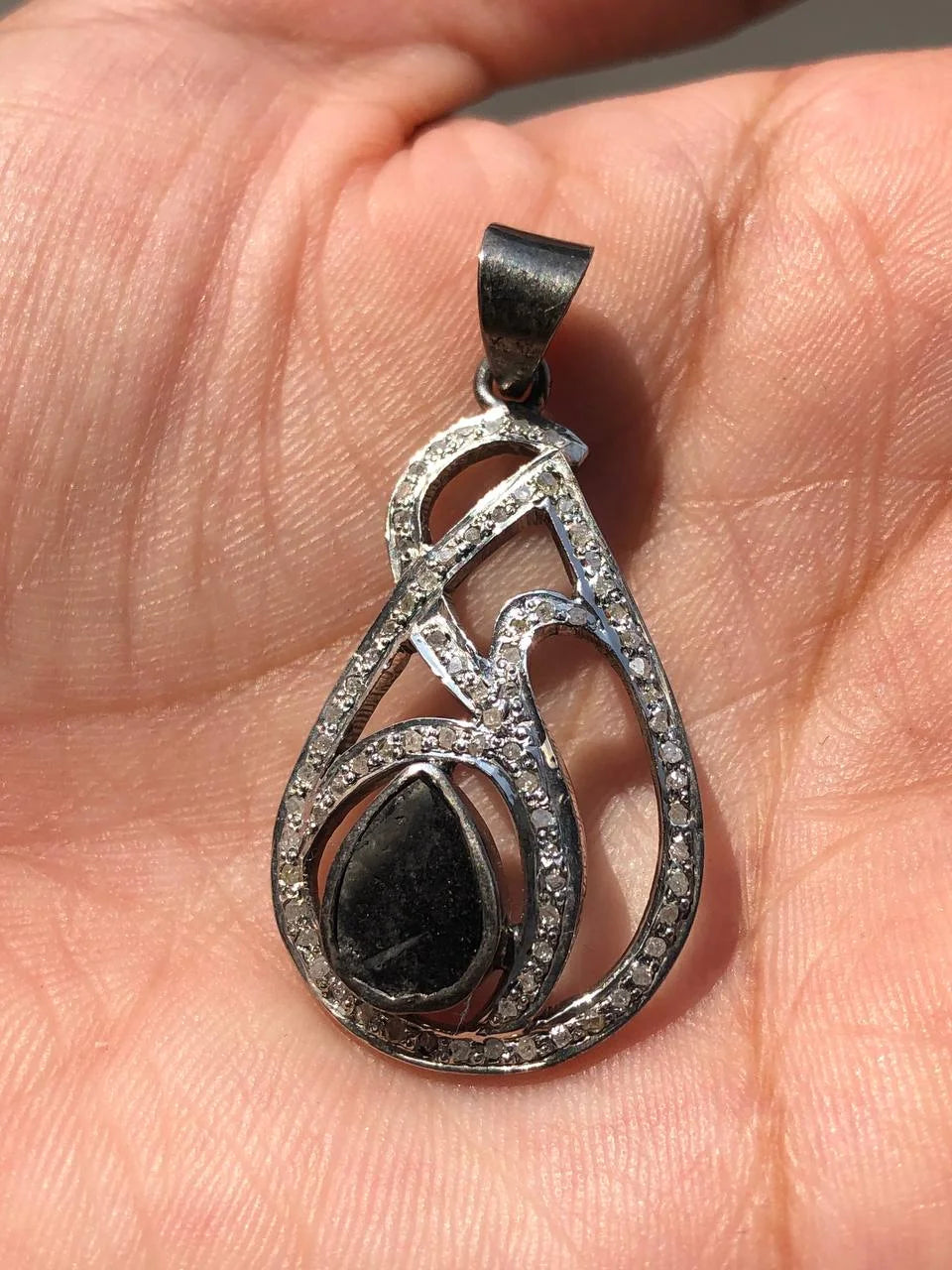 Natural Diamond Silver Pendant