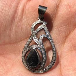 Natural Diamond Silver Pendant