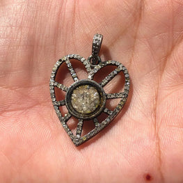 Art Deco Heart-Shaped 925 Sterling Silver Pendant - Elegant Promise Gift Jewelry