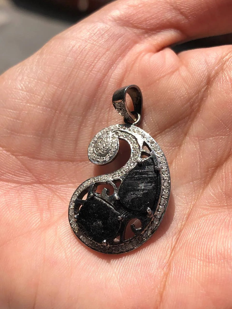Art Deco Tiny Sterling Silver Pendant