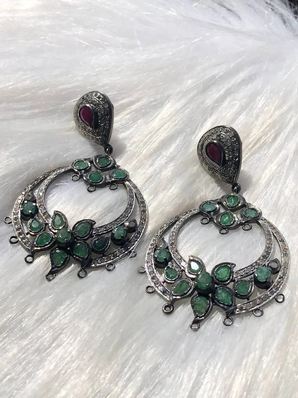 Art Deco Chandbali Earrings: 925 Sterling Silver with Diamond Dangle - Perfect for Her