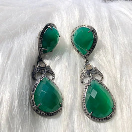 Art Deco Sterling Silver Emerald Dangle Earrings: Exquisite & Delicate Statement Jewelry