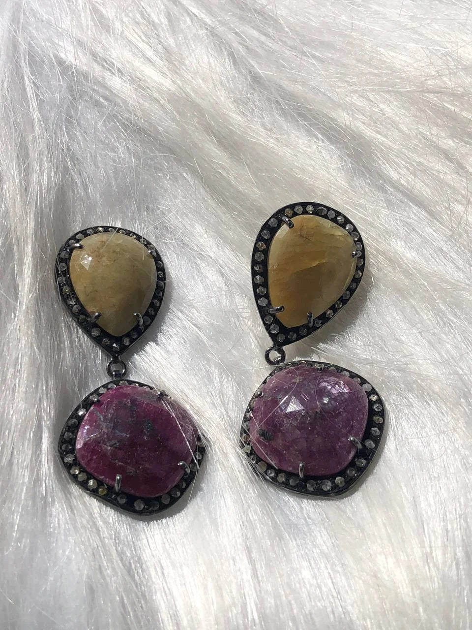 Unique Gemstone Dangle Earring